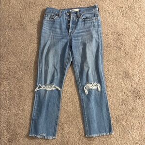 Levi's Blue Cropped Distressed Jeans